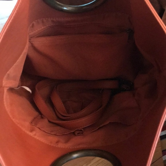 Bourbon Brown Sleek Ring Handbag NWOT - Picture 2 of 3